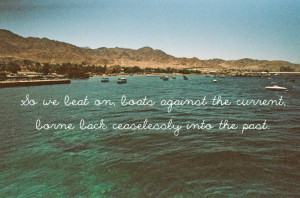 great gatsby quote boats shore book