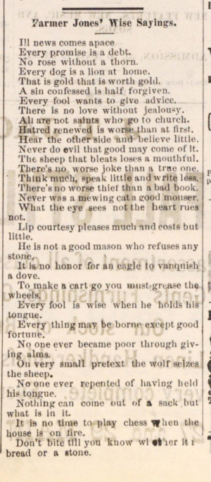Farmer Jones' Wise Sayings