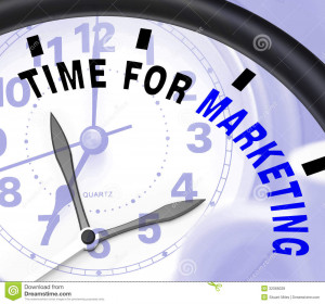 ... Stock Photos: Time For Marketing Message Shows Advertising And Sales