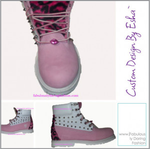 spiked boots studded pink boots studded spiked tims timberland leopard ...