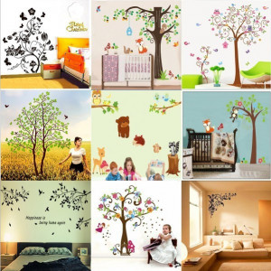 owl tree swing vinyl decal pvc removable wall sticker decor art mural