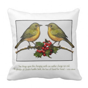 Christmas Birds, Quote About Friendship, Art Throw Pillow