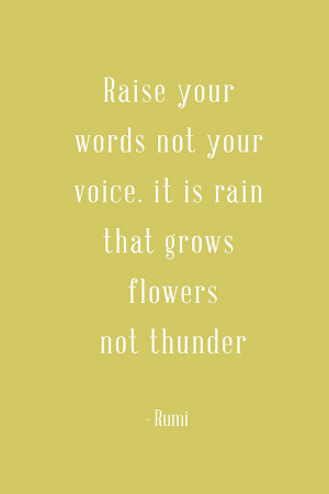 ... not your voice. It is rain that grows flowers not thunder.” – Rumi