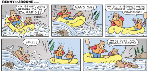Two bears, Benny and Boone, go whitewater rafting