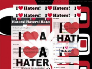 Black White And Red - I LOVE HATERS MySpace Layout Preview