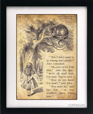 Alice in Wonderland Art Book Print - A4 or A3 Vintage Page Effect Wall ...