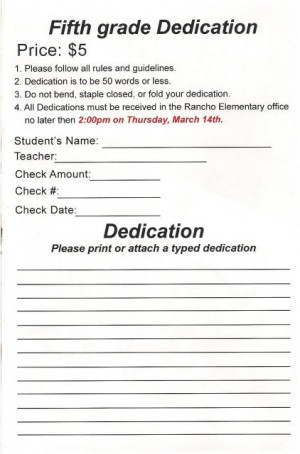 5th grade yearbook dedication examples