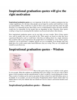 Inspirational graduation quotes will give the right motivation