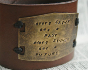 Leather Cuff Bracelet - Hand Stampe d With Oscar Wilde Quote- Every ...