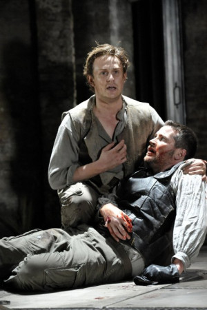 ... Richard Goulding (Edgar) in King Lear at the Almeida theatre, London