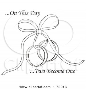 On This Day Two Become One Text With A Ribbon Securing Wedding Rings