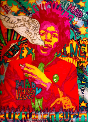 Jimi Hendrix Graphic art With Jack Kerouac Quote}, Perfect