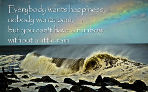 wants happiness, nobody wants pain, but you can’t have a rainbow ...