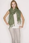 The Love Quotes Linen Knotted Fringe Scarf in Pesto has become a ...