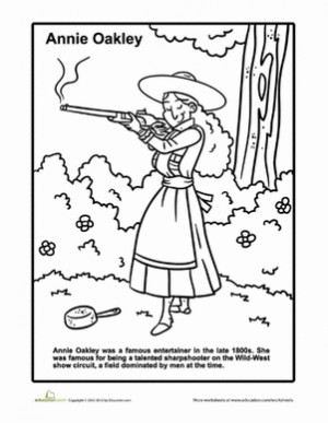 ... First Grade History People Worksheets: Annie Oakley Coloring Page