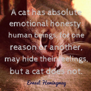cat has absolute emotional honesty: human beings, for one reason or ...