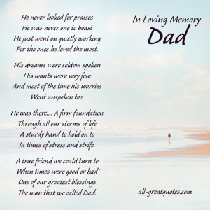 In Loving Memory Cards For Dad – He never looked for praises