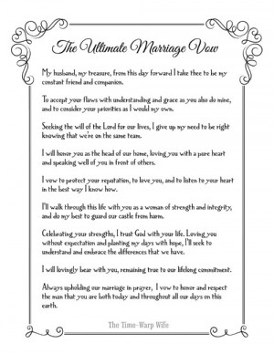 Free Marriage Printable Vow from Time Warp Wife