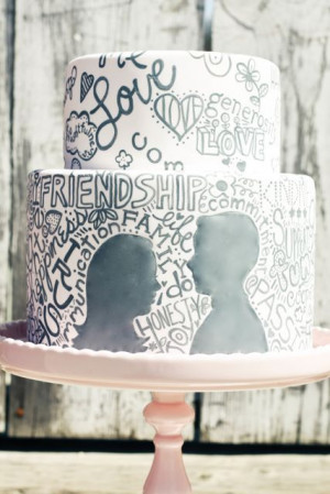Amazing! Silhouette & Love Quote Cake #food #valentine | looks like a ...