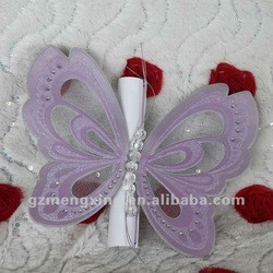 hot sale!!!lilac butterfly invitation wedding invitation card---T192