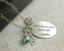 ... Engagement Gift Personalized Class of 2015 Lotus Gandhi Famous Quote