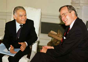 Yitzhak Shamir & George Bush at the White House, Nov. 15, 1989