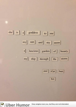 My wife didn’t appreciate my fridge magnet poem.