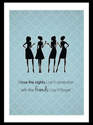 Vintage style shabby chic art print – cocktail party/friend quote ...