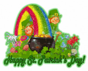 Happy St. Patrick's Day glitter rainbow gif comment leprechaun irish ...