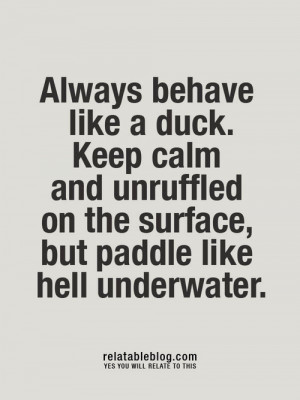 always behave like a duck. keep calm and unruffled on the surface but ...