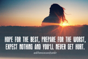 ... The Worst,expect Nothing And You’ll Never Get Hurt ~ Happiness Quote