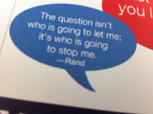 ... an ayn rand quote on the tbex postcard i designed for work winning