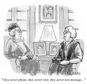 Cartoon: Seniors talk about no visits or calls