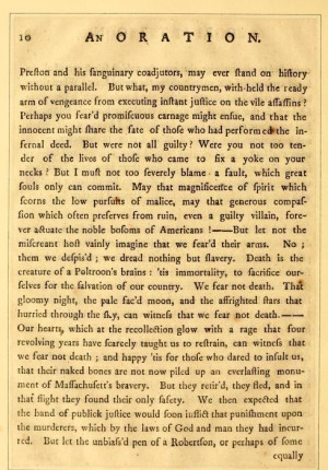 John Hancock's Boston Massacre Oration (Quote)