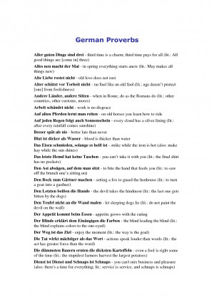 German Sayings Translated to English