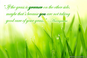 If the grass is greener on the other side, maybe that’s because you ...
