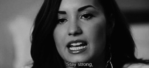 Demi Lovato black and white GIF stay strong hang in there