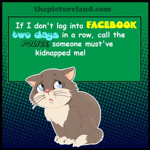 cartoon cat picture with funny sayings about facebook login
