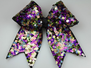 Large Sequin Cheer Bow Purple Multi