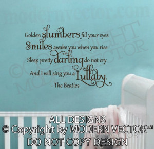 The Beatles Quote Vinyl Wall Decal Lettering GOLDEN SLUMBERS Nursery ...