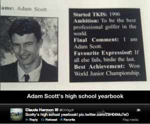 Adam Scott's high school yearbook quote foretold Masters victory