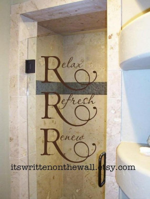 Relax Refresh Renew 37x20 Vinyl Lettering for the Bathroom Wall Saying ...