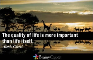 The quality of life is more important than life itself. - Alexis ...