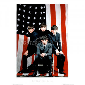The Beatles American Flag Music Poster Print