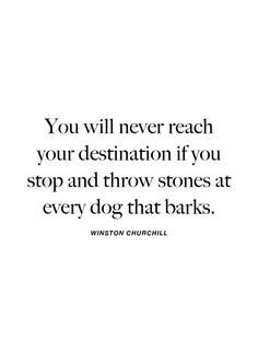 ... your destination if you stop and throw stones at every dog that barks