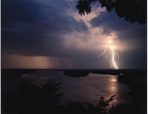 Storm over the Mississippi River near Hannibal, Missouri