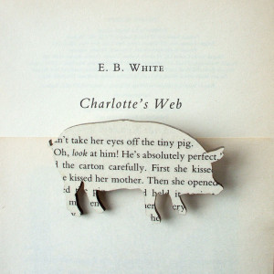 ... White - 'Charlotte's Web' original book page brooch / House of Ismay