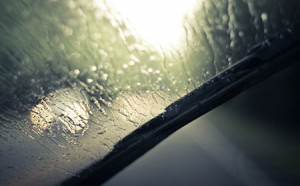 Turn on your headlights and windshield wipers :