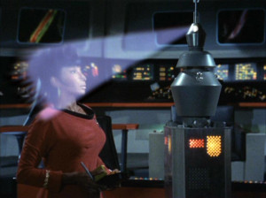 Uhura having her memories erased by the probe Nomad .
