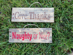 set of 2 custom holiday quote small signs handpainted reclaimed wood